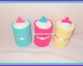 15 Piece Baby Girl Diaper, Washcloth, And Sock BOTTLES-CUTE Baby Shower Decoration Idea