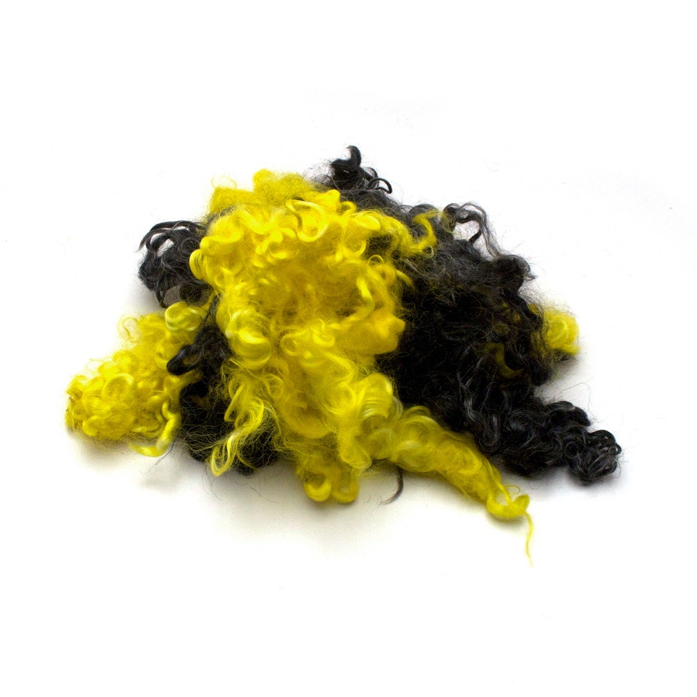 Lincoln Longwool Locks for Spinning, Felting, Carding hand-dyed in "Batman" 2 ounces
