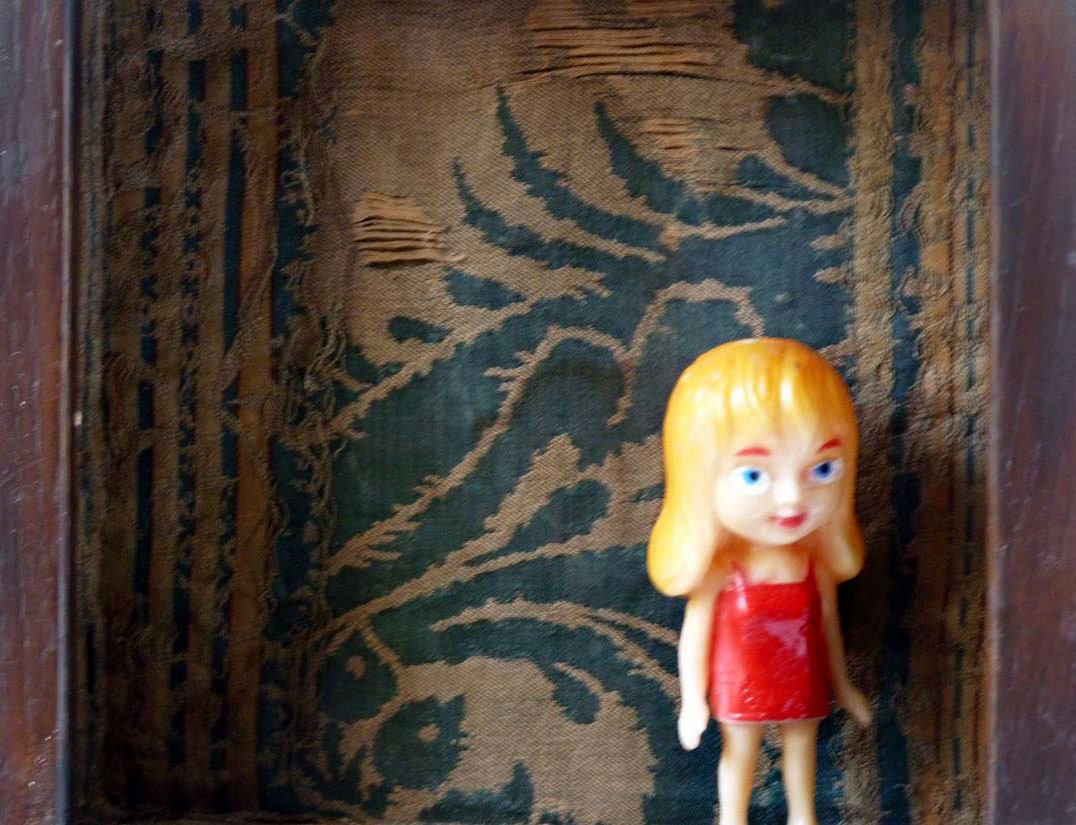 Shadow box shelf, shabby wall decor miniature stage