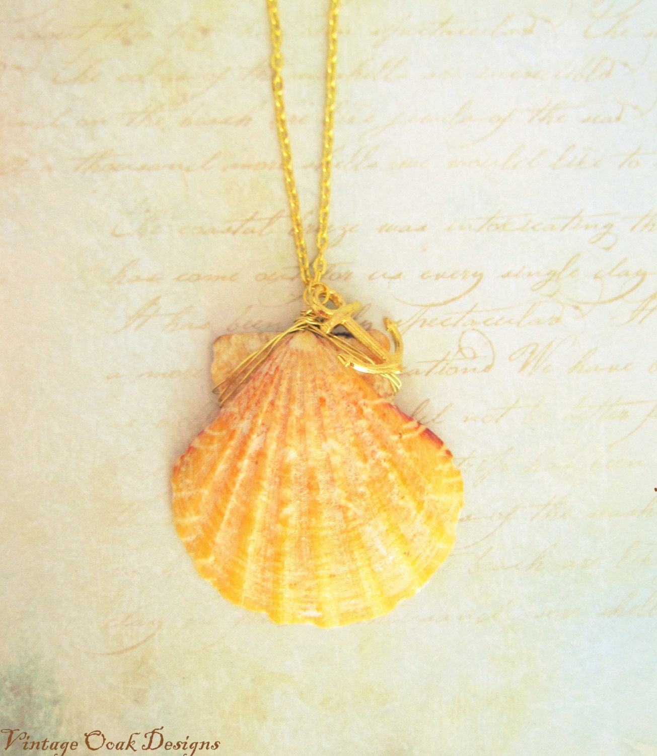 Seashell Necklace, Antique Scallop Shell Necklace,  Naturally Antiqued by Ocean Waves , Natural Elements Jewelry, Summer Calusa Collection