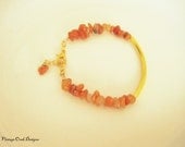 Semi-Precious Stone Bracelet, Carnelian & Gold Bracelet, Minimalist Jewelry, Coral Colored Jewelry, Summer Fashion, Carnelian Stones