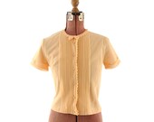 Vintage 1960's Sheer Nylon GOLDEN Mini Rockabilly Shirt Blouse Top S