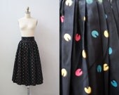 1950s skirt / AT THE DINER Skirt / Novelty Print Full Skirt / xs