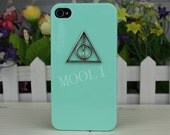 Deathly Hallows Iphone Case, Iphone 4 case, Iphone 4S case, light green case cover for Iphone 4, 4s, 4g