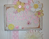 bow holder/Bow Holder/ Baby Girl/Custom Bow Holders/Hair Bow Holder/Ribbon Bow Holder Pink and Yellow Butterfly Delight Boutique Bow Holder
