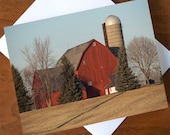 Red Barn Card,Blank Greeting Card, Note Card