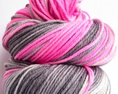 Hand Dyed Yarn - Superwash Merino, Worsted Superwash Yarn in Neon Flamingo - Preorder.