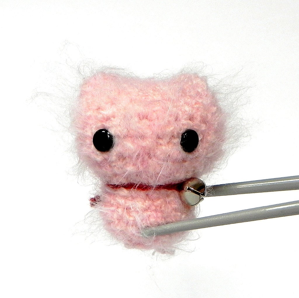 Crochet Amigurumi pastel pink MoMoMi MochiQtie -- mini size crochet amigurumi stuffed toy doll
