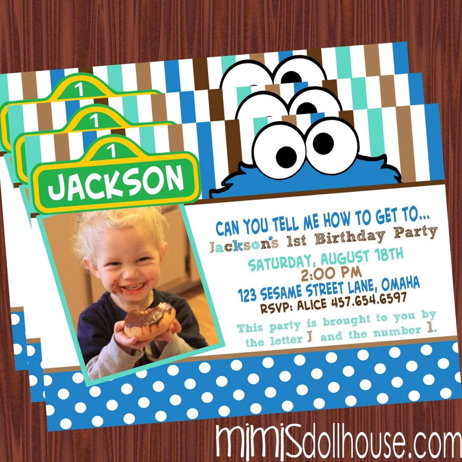 Cookie Monster Invitation- Sesame Street Invitation- Cookie Monster Birthday invitation PDF/JPEG Il_570xn