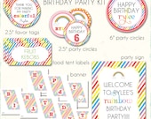Rainbow birthday party, rainbow party, rainbow cupcake toppers, rainbow favor tags, rainbow party sign, food labels, banner- printable