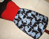 OOAK Black Shark Print Skirt - High Waisted Ladies Mini Skirt - Handmade Ready to ship