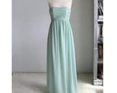 Bridesmaid chiffon Dress/one shoulder handmade flower gray dress/floor length/grey Prom/ party dress(B009)
