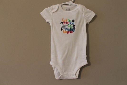 Lock up your sons, My daddy has guns onesie