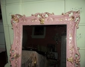 Elegant and romantic, shabby chic,baby girl nursery, 28x22 VINTAGE Hollywood Regency, Syroco/ Home Interior baby pink wall mirror,