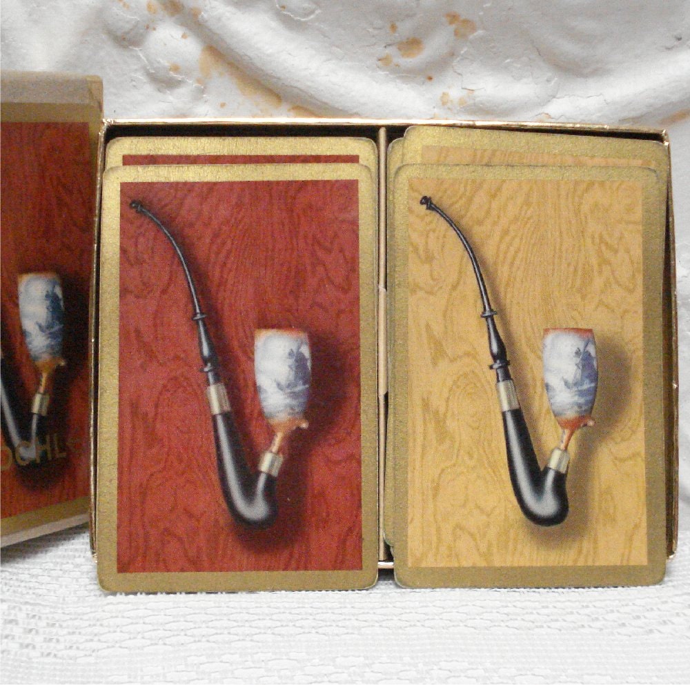 Vintage Pinochle Smoking Pipe Duratone Double Deck Cards