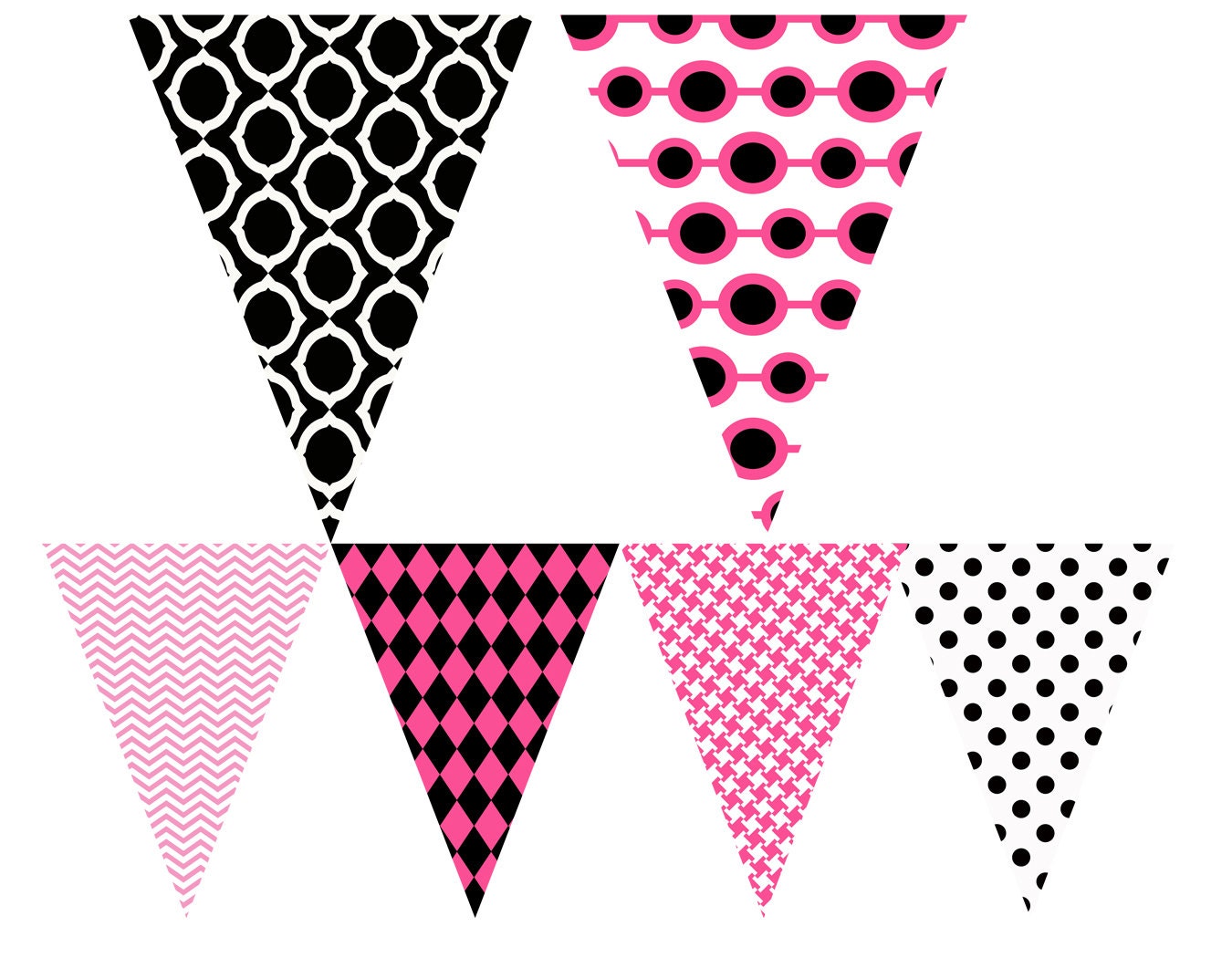 NEW INSTANT DOWNLOAD The Ahoy Matey Pirate Girl Pink and Black Printable Penant Banner