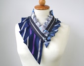 Blue tones collar necklace, fashion statement necklace, navy blue purple white grey and green, eco fashion (59)