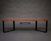 SOLD - - Modern Black Walnut BENCH w/Shelf - Sturdy - Simple - Solid