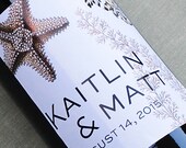 Beach Wedding Wine Label for Tropical Wedding, Set of 18 Personalized