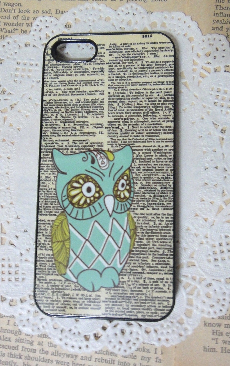 Dictionary art - OWL BLACK iPhone 5 case, iphone5 Hard Case Cover