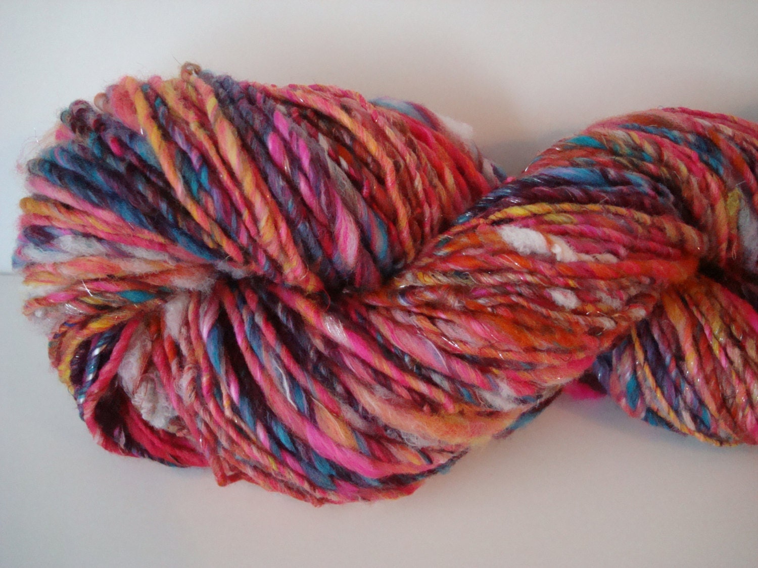Handspun Art Yarn Thick & Thin Singles "Glinda" 111 yds