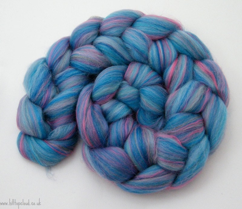 Blue Spinning Fiber- Merino, Shetland, Bamboo, Firestar, Catherine Howard, 100g, Queens Collection
