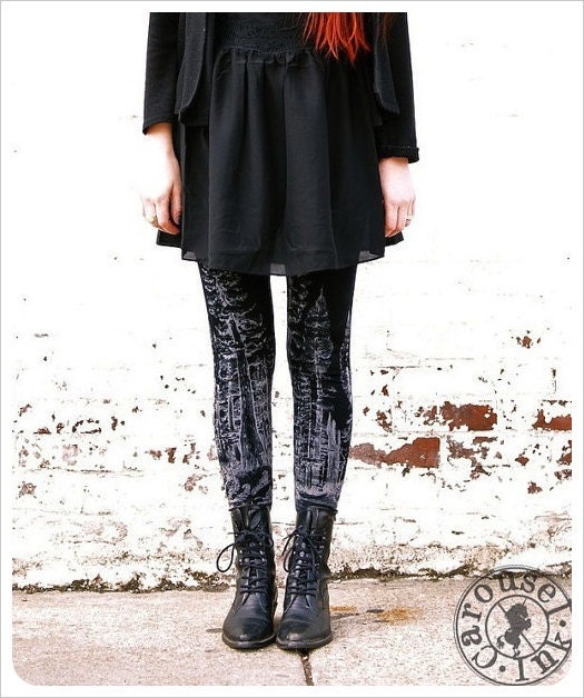 Redwood Forest Leggings - Womens Legging - BLACK - Tights - tree tights -  LARGE