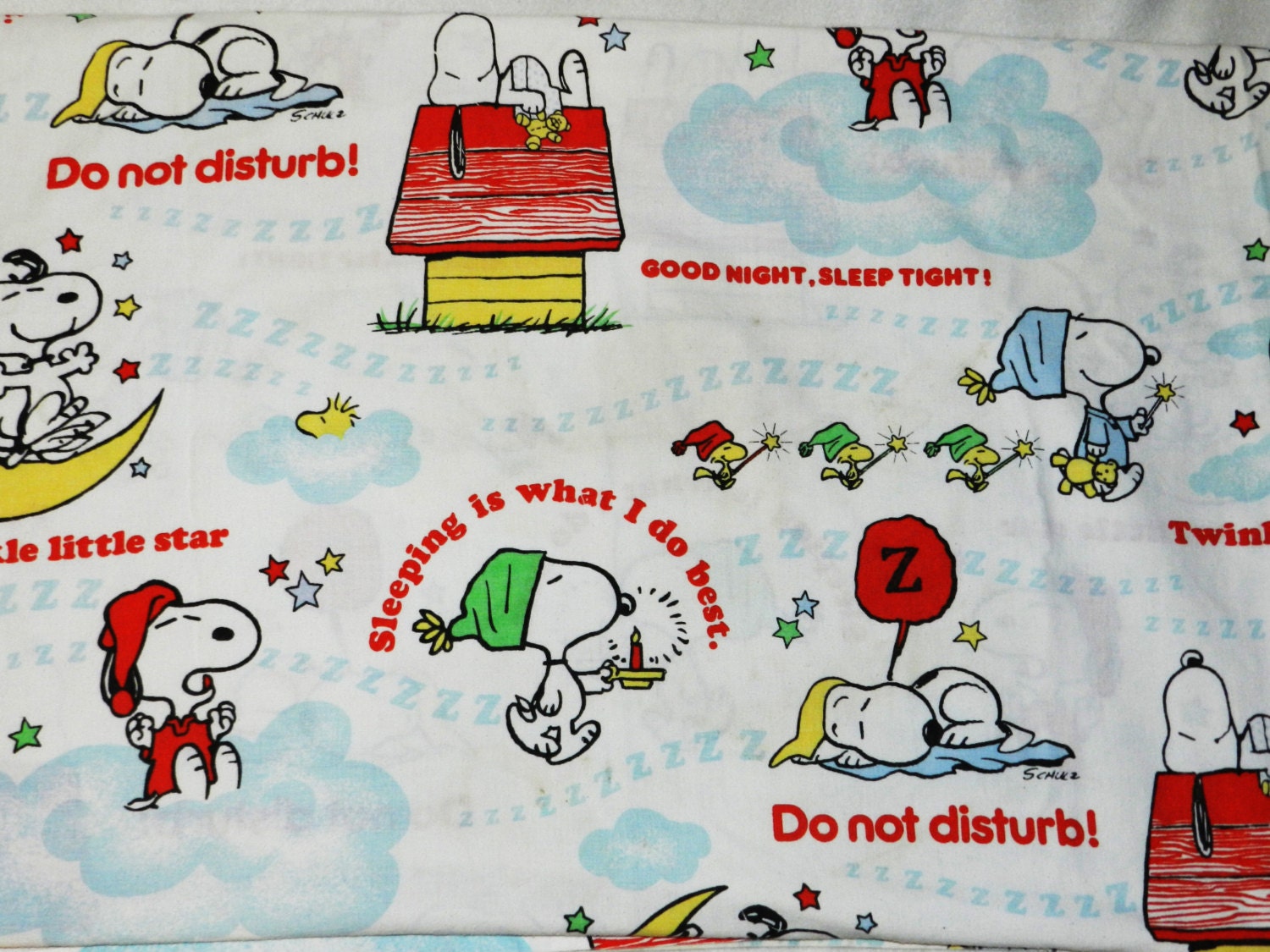 Vintage 1965 Snoopy Bedsheet - Twin
