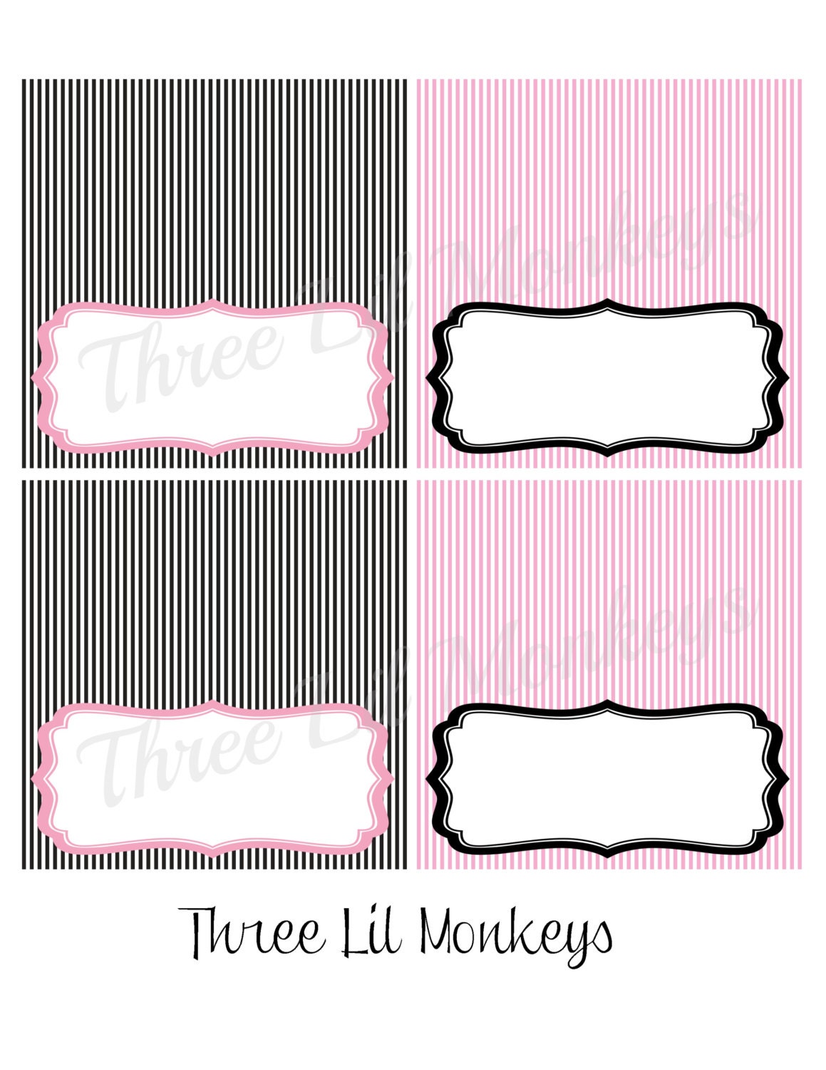 Pink and Black Food Label Tent Cards Il_170x135
