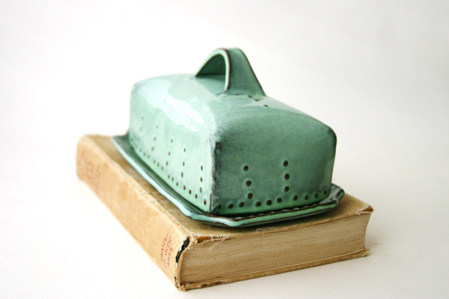 Covered Cheese Plate - Butter Dish - Aqua Turquoise Mist - French Country Home Decor - Four Color Choices