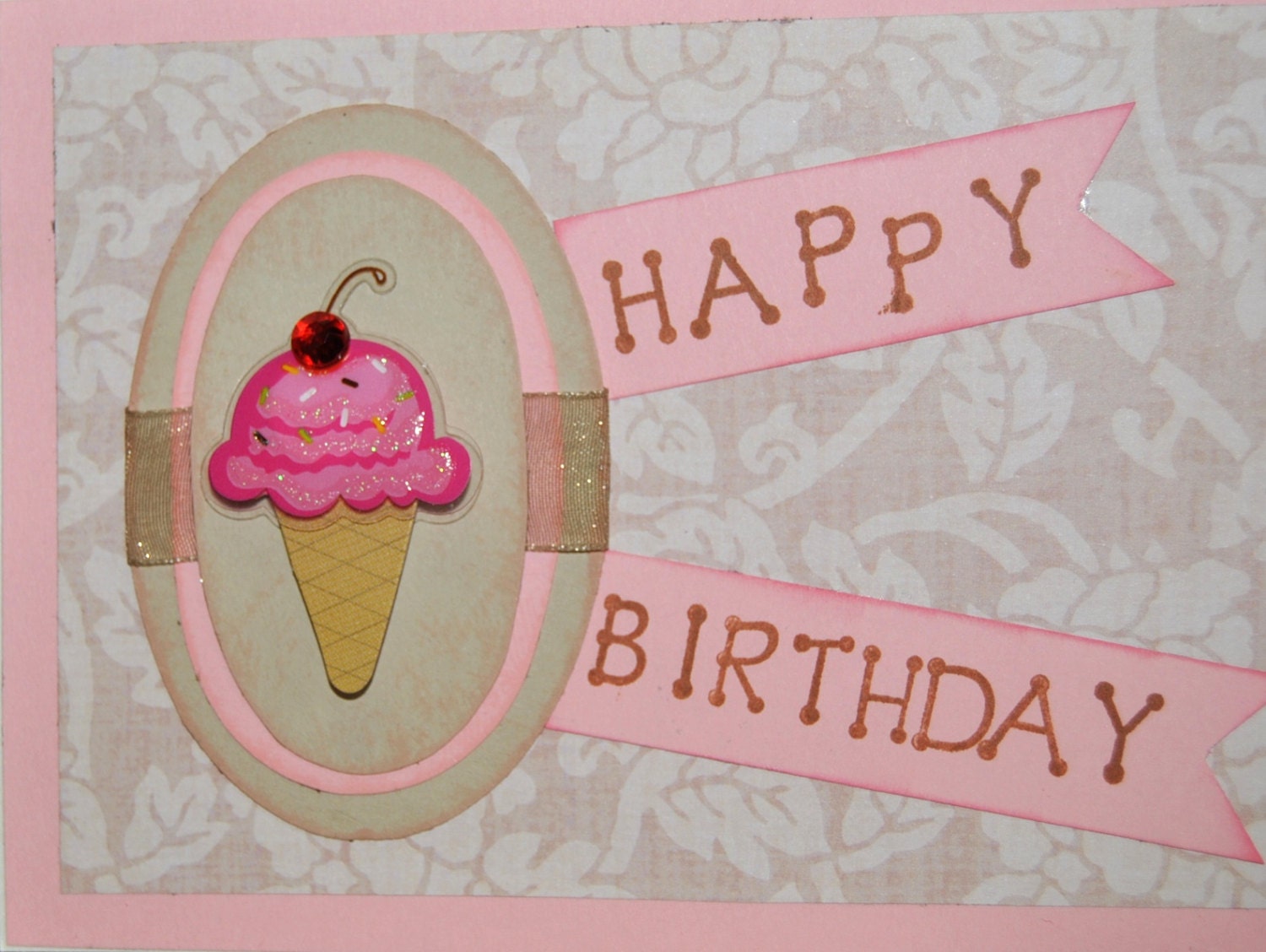 I Scream for Ice Cream Birthday Card. girly. shabby chic