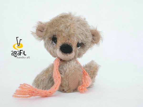 Collectible mohair teddy bear Quof 17 cm. Artist Bear OOAK