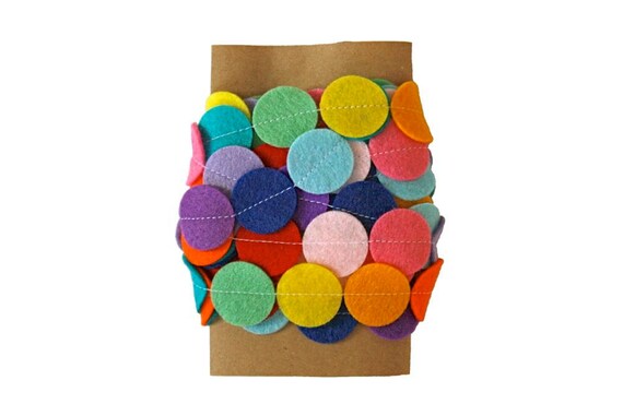 Felt Garland - Rainbow Garland - Wedding Garland Bunting - Circle Garland - 5 Feet