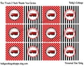Instant Download Fire Truck Birthday Party 2 Inch Thank You Circles Il_170x135