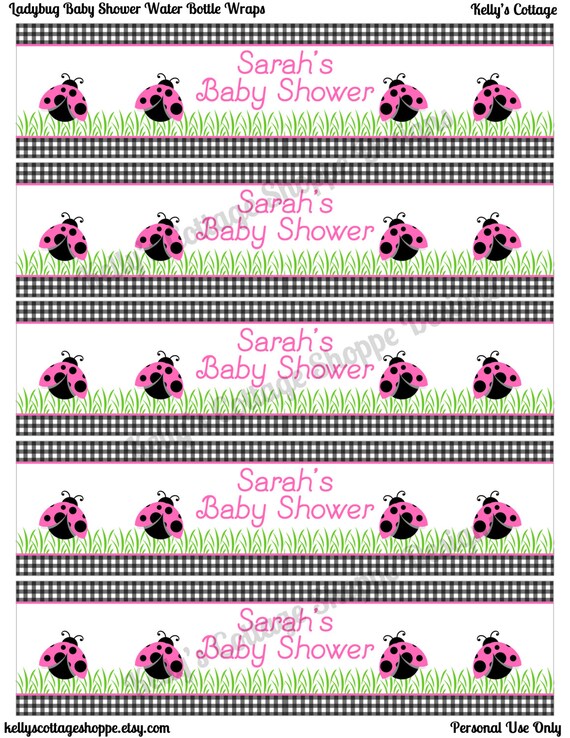 Ladybug Baby Shower Water Bottle Wraps... Custom, Printable, Digital Il_570xn