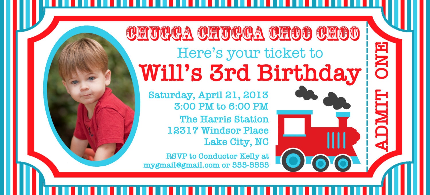 Vintage Train Ticket Photo Invitation... Custom, Printable, Digital Il_570xn