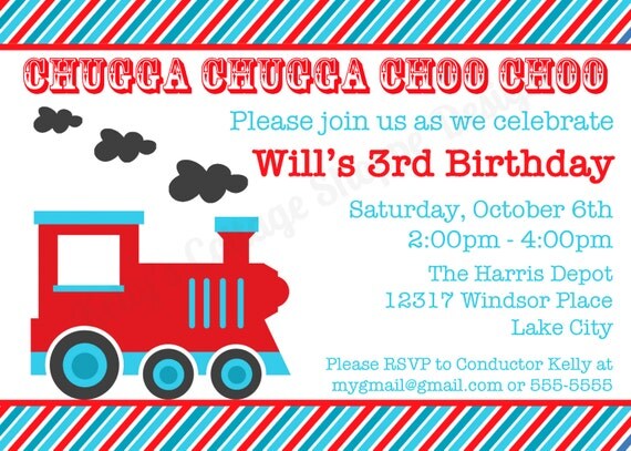 Vintage Train Birthday Invitation... Custom, Digital, Printable Il_570xn
