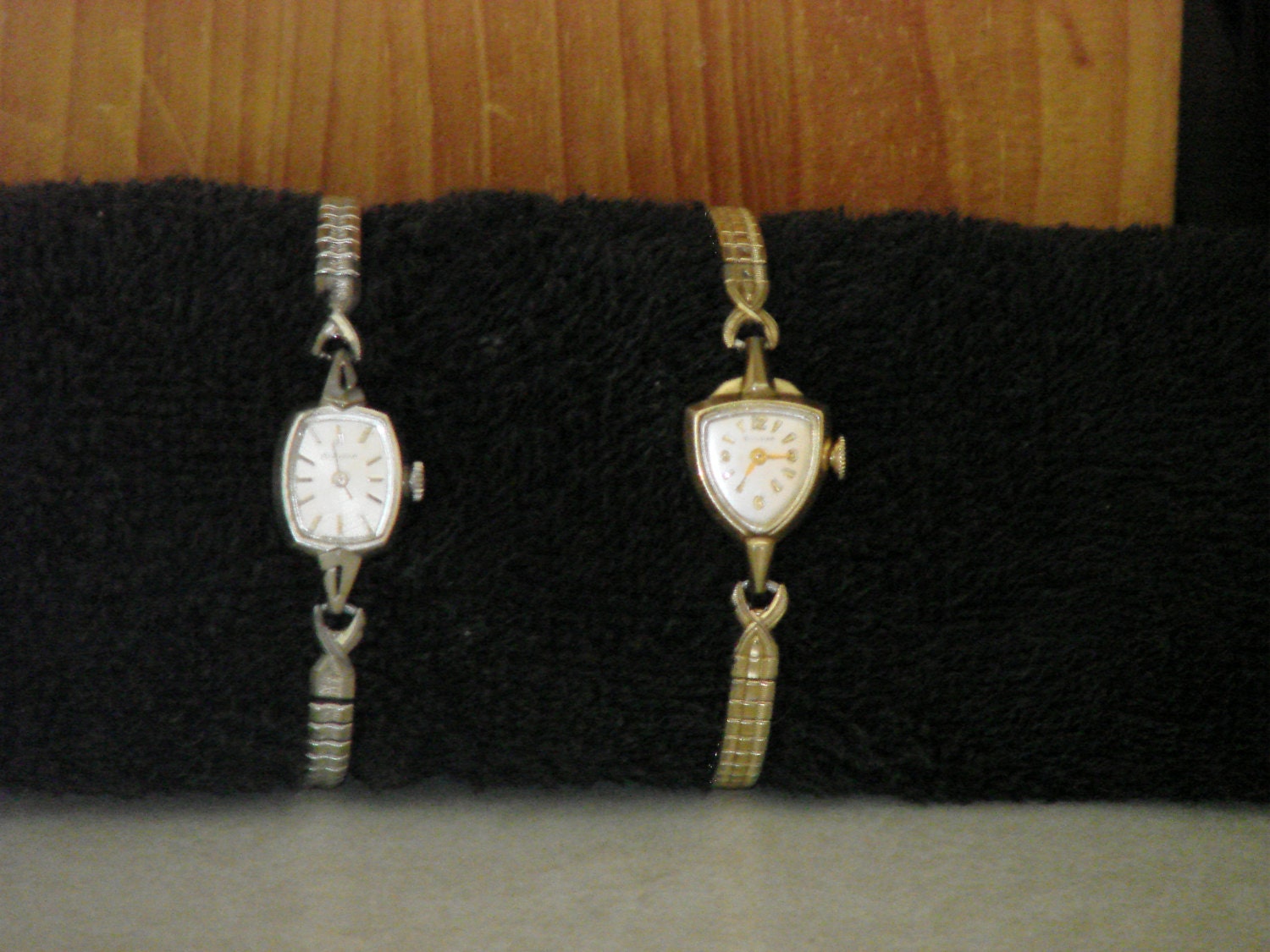 Vintage Bulova Ladies Watch Set - Rare Shield Shaped Bulova Watch- 1960's Set - Gold and Silver