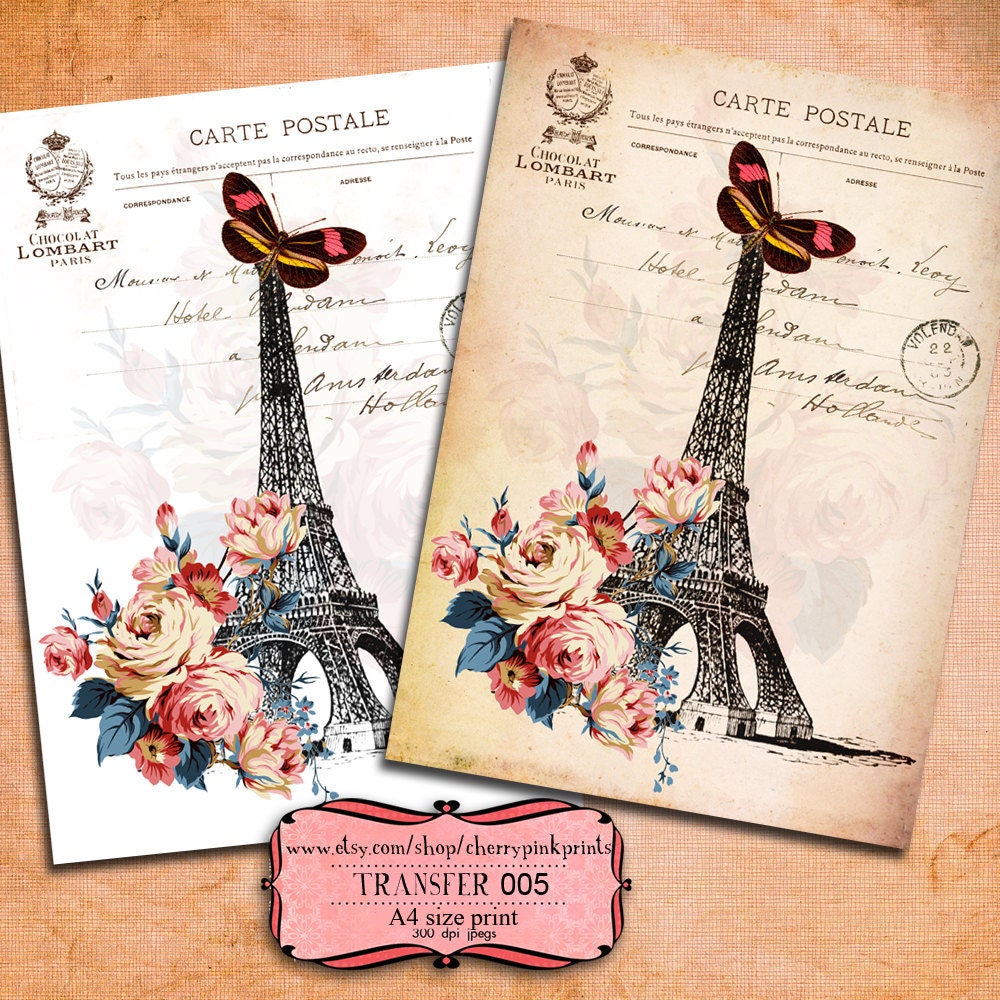 Iron on Transfer Images Eiffel Tower No5 to print and iron on transfer for tote bags t-shirts pillows fabric and paper