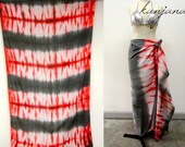 Shibori tie dye beach sarong in rouge and smoke