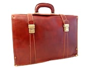 Vintage, Brown Leather Briefcase, Mens Leather Case, Attache, Laptop Bag.