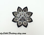 Cyber Flower Silver and Grey PVC studded hair clip with spikes fascinator