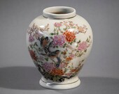 Vintage Ceramic Toyo Vase, Bird and Floral Design