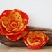 Polca Dots Red and Mustard Yellow Hand Made Flowers Hair clip or Brooch set of 2