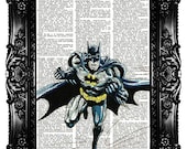 BATMAN Super Hero Upcycled Book Dictionary Art Print Art Prints Vintage Book Print Vintage Book Page Nursery Art Buy 3 get 4th free