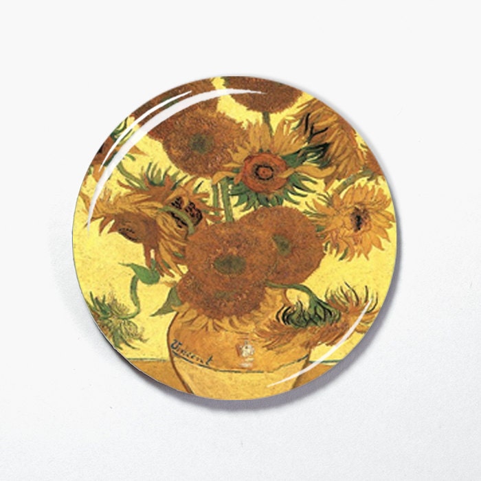 Van Gogh Sunflowers, Interchangeable Magnetic Necklace Pendant Toppers, Topper Button, Interchangeable Pendant (021)