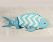 Summer Blue Chevron Fish Purse