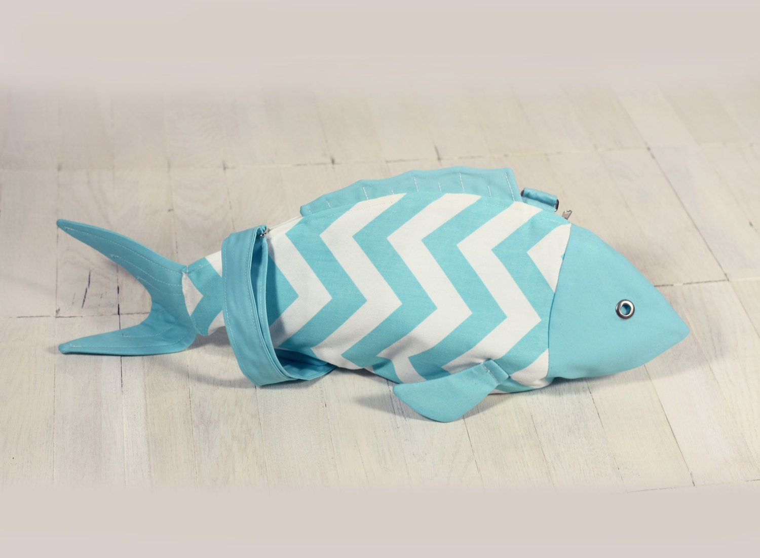 Summer Blue Chevron Fish Purse