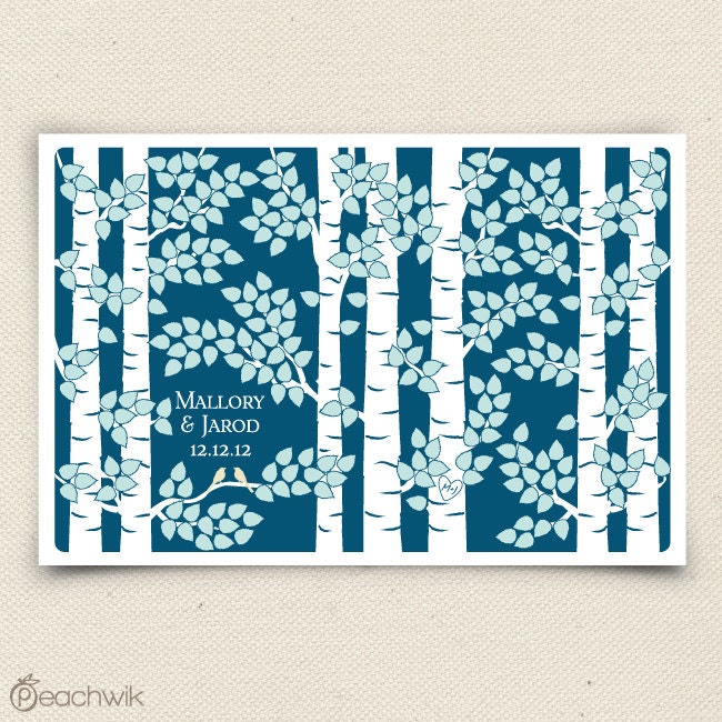 Unique Wedding Guest Book Tree - The Birchwik - A Peachwik Interactive Art Print - 300 guest sign in - Birch Tree Forest Guestbook