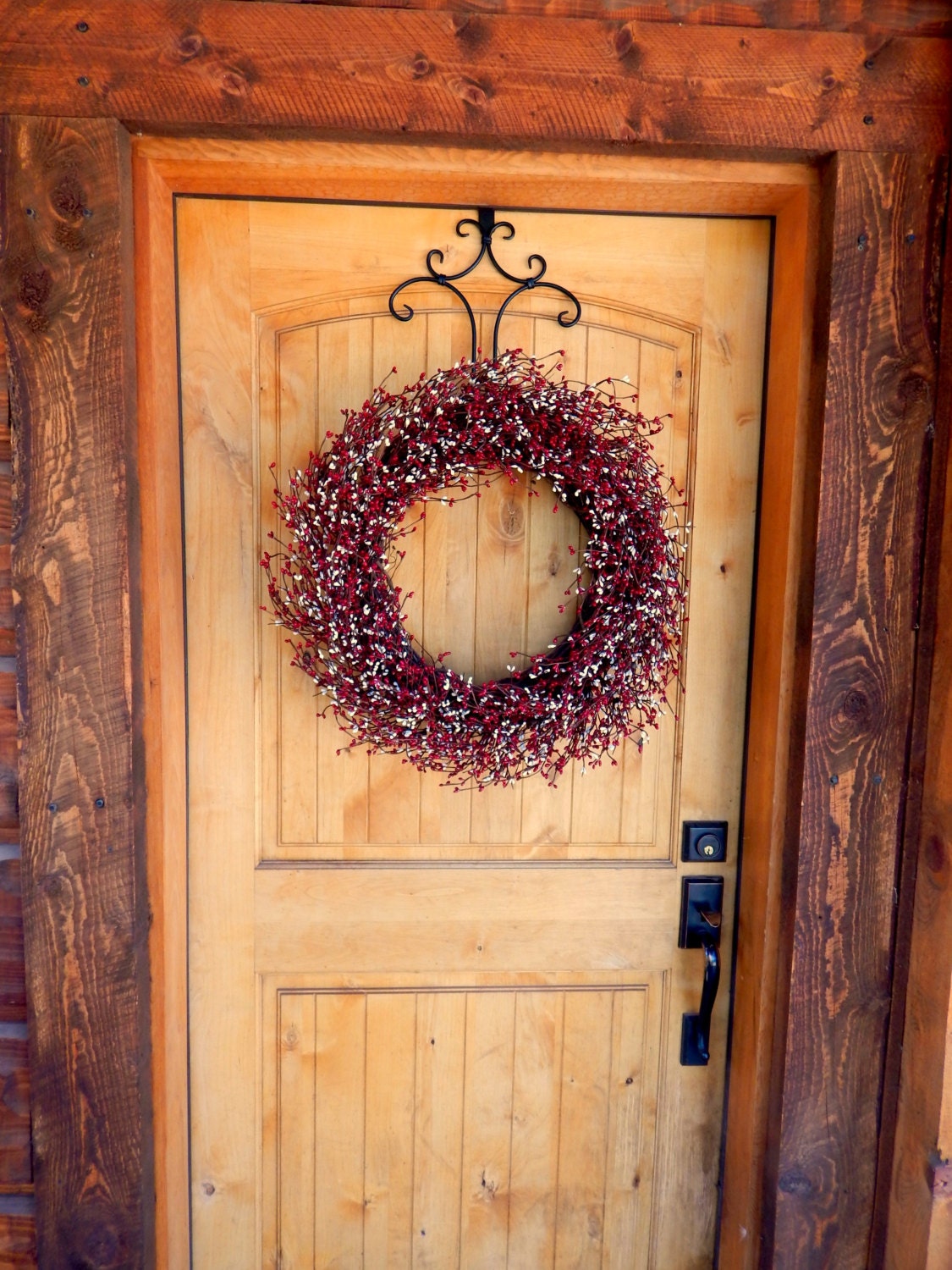 LARGE RED & WHITE Wreath-Patriotic Door Wreath-Summer Wreath-Scented Cinnamon Sticks-Custom Choose Scent